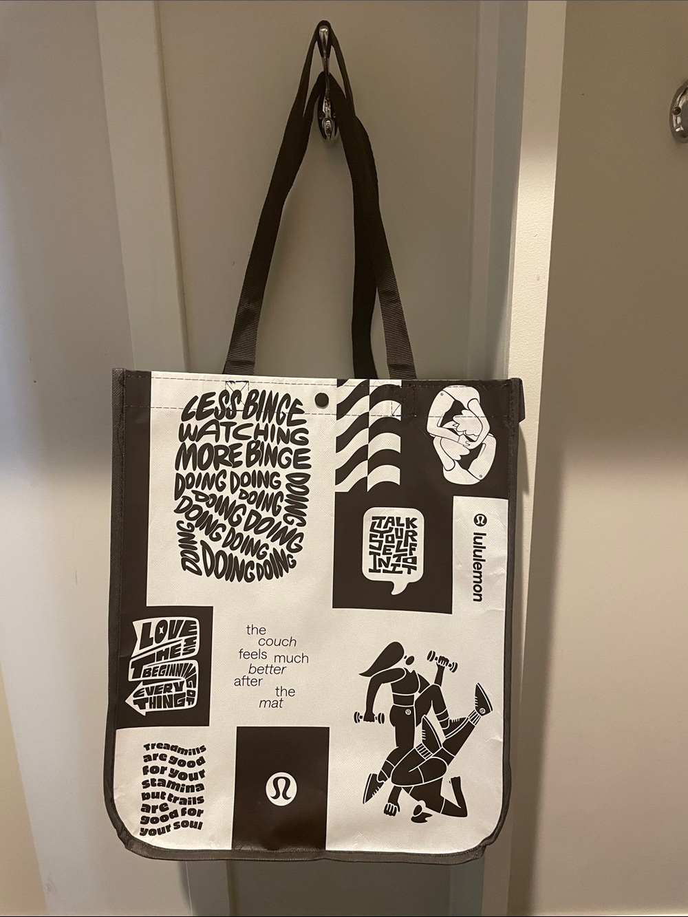 lululemon athletica Black and White Graphic Tote bag